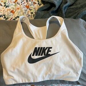 Nike White Sports Bra with Black Logo